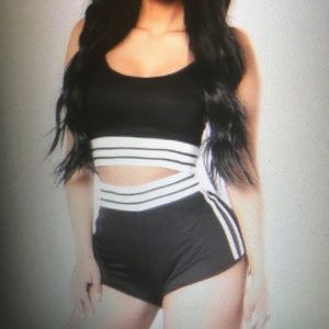 Two piece black and white set