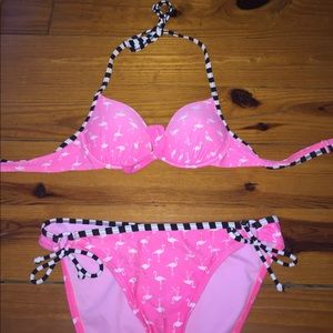 flamingo print push up bikini!