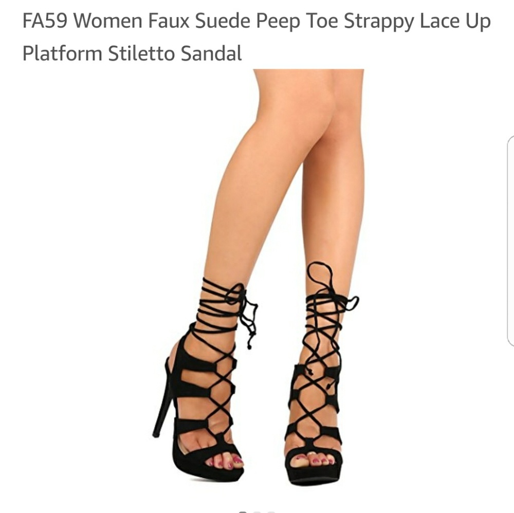 Strappy lace stiletto heels