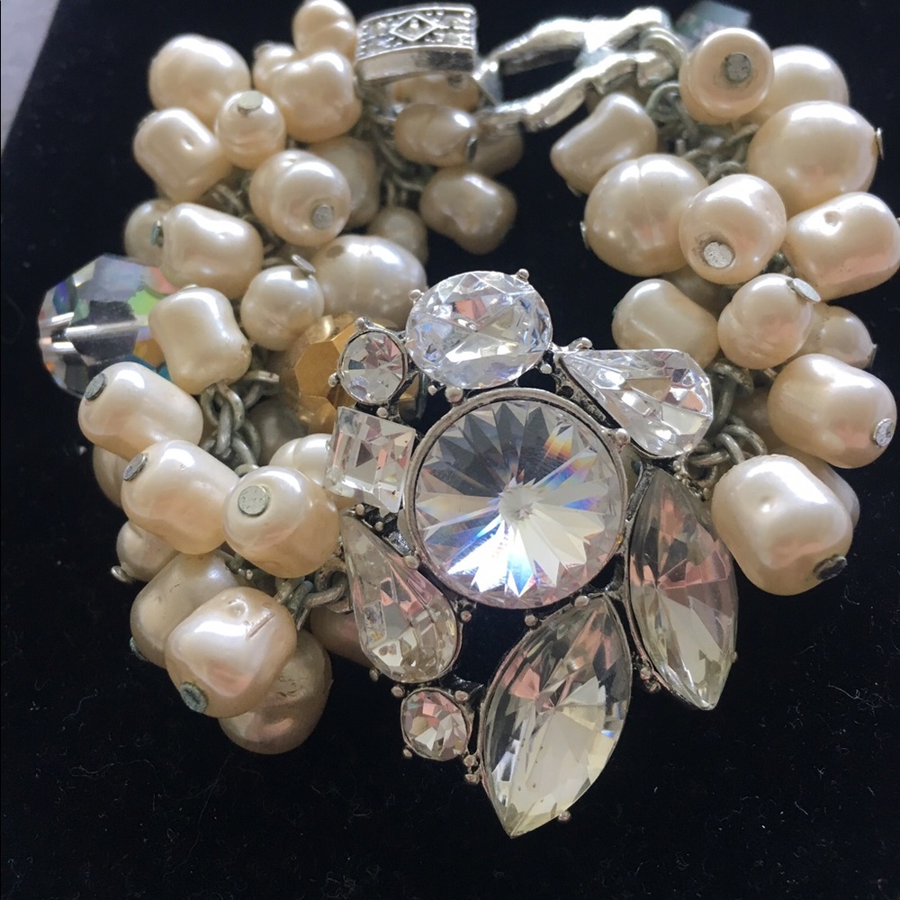 Badgley Mischka Pearl and Rhinestone Bracelet