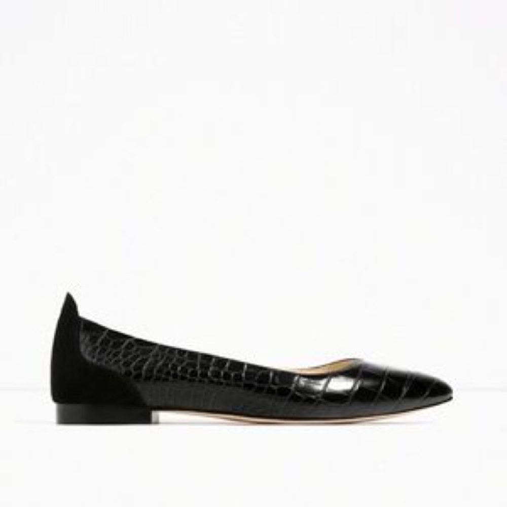 Zara black croc flats