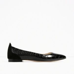 Zara black croc flats