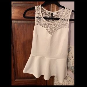 White peplum top