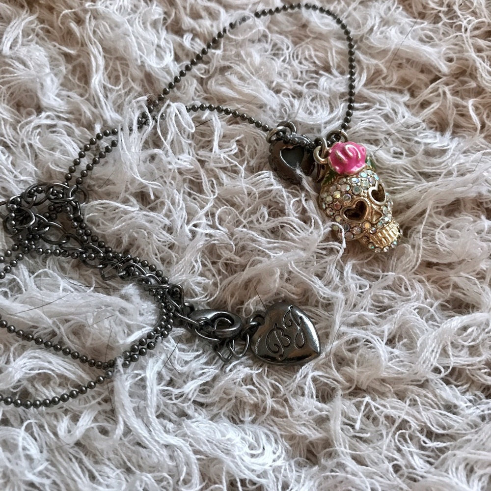 Betsey Johnson mini crystal skull necklace