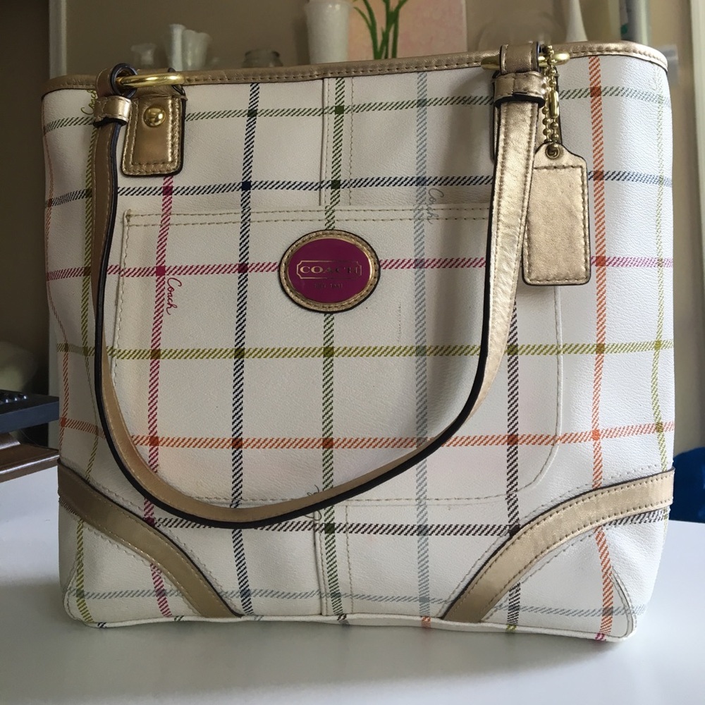Coach Heritage Tattersall Signature Plaid Tote