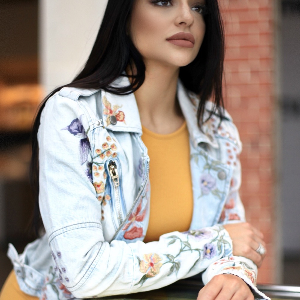 Blank NYC Sitting Pretty Embroidered Denim Jacket