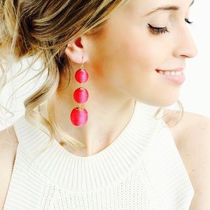 NEW Neon Orange Thread Trio Drop Earrings