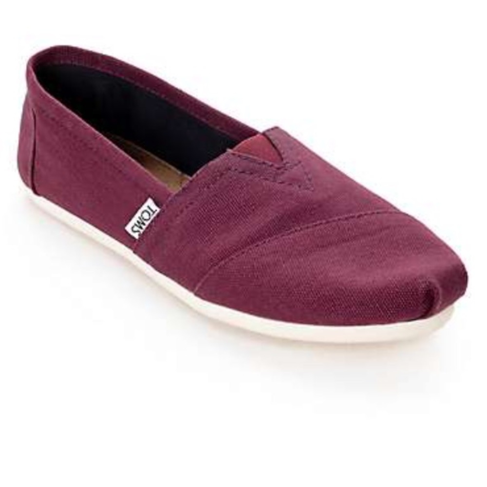 TOMS CLASSIC CANVAS BURGUNDY SLIP-ON WOMENS SHOES