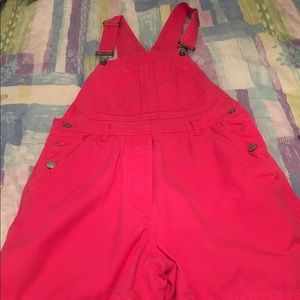 County Seat Hot Pink Overall Shorts