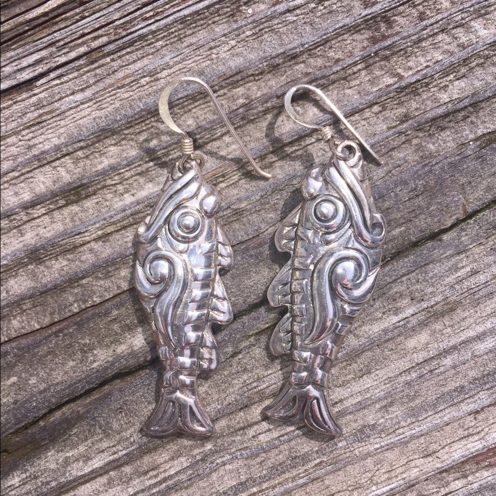 Sterling Silver Fish Earrings