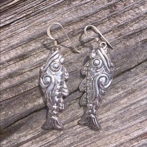 Sterling Silver Fish Earrings