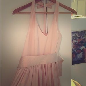 Floor length Vera wang bridesmaid blush pink dress