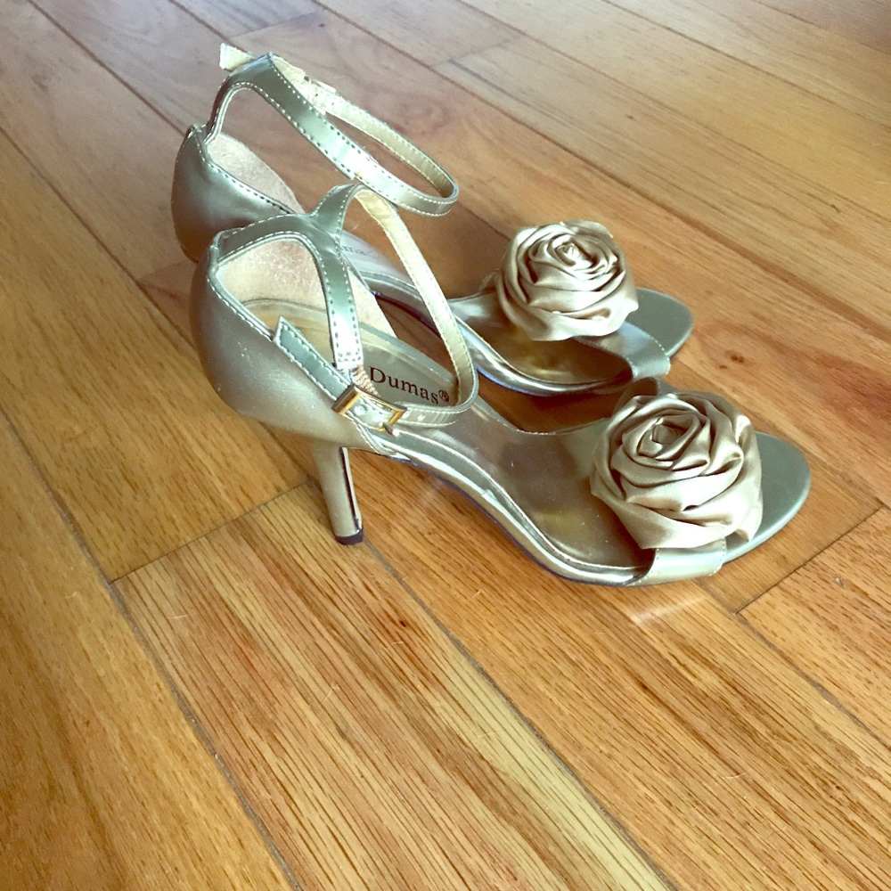 Gold Rosette High Heel Sandal