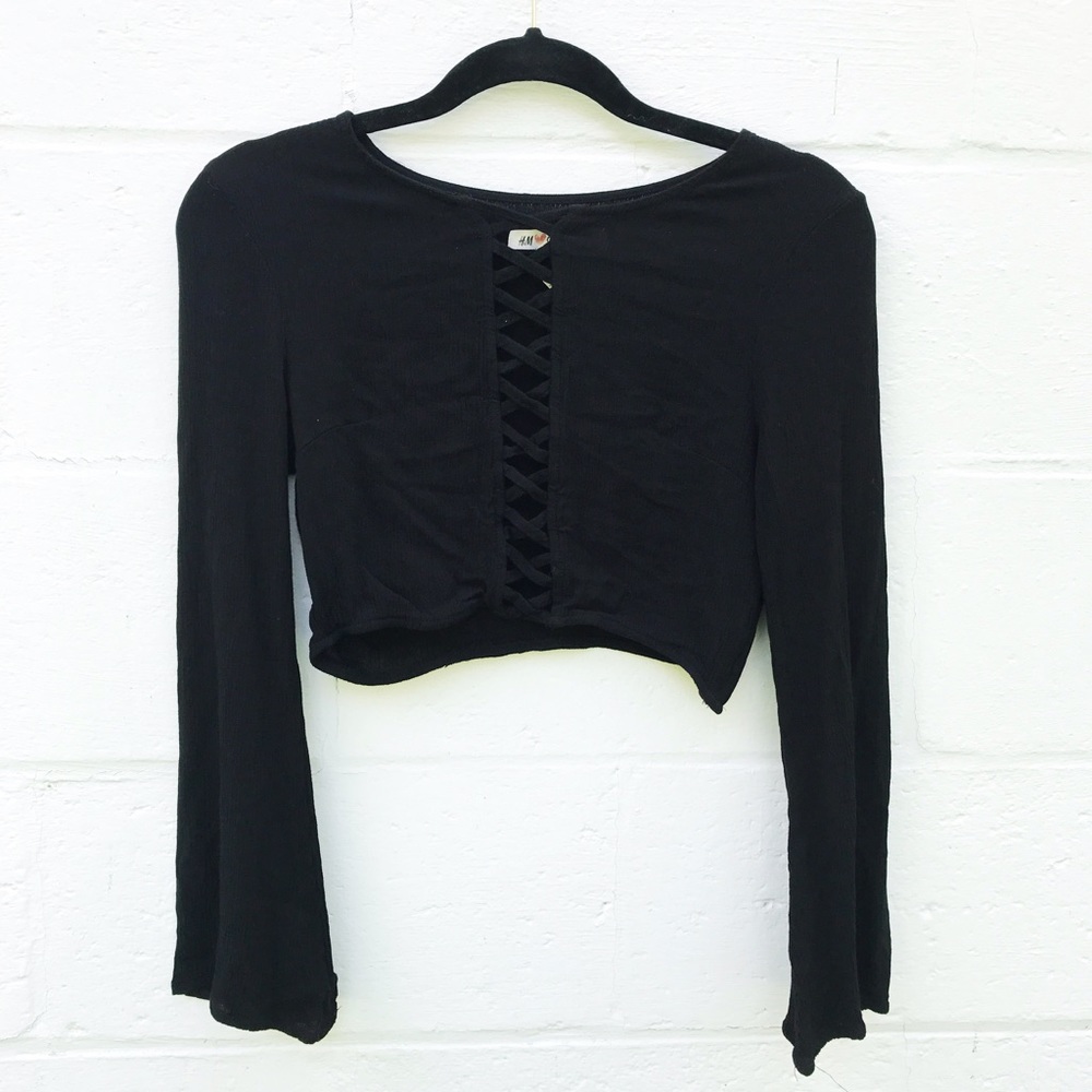 H&M x Coachella bell sleeve cut out crop top