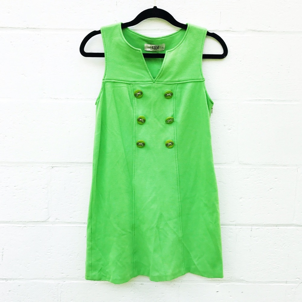 Tibi lime green shift dress