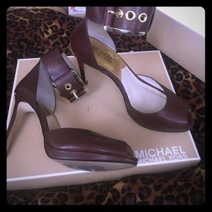 Michael Kors gold ankle strap high heels