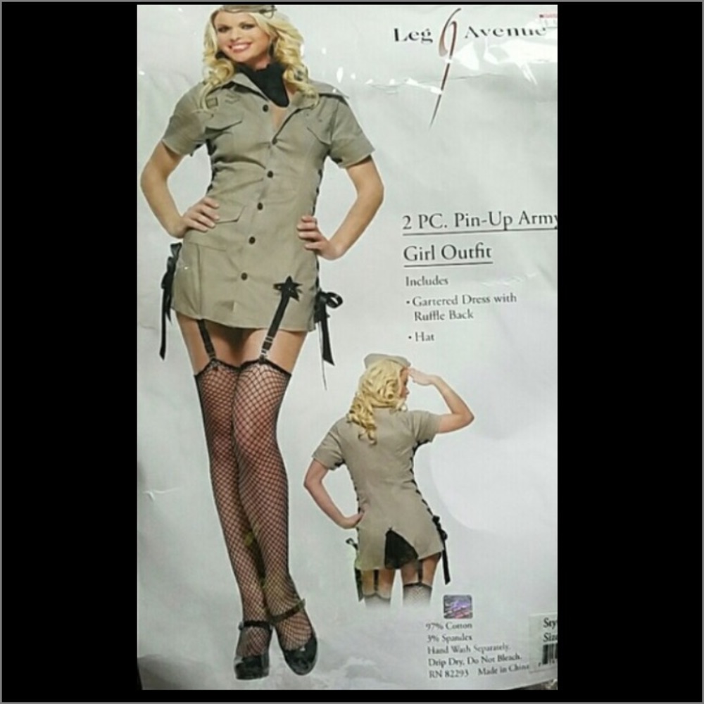 SEXY MILITARY PIN UP GIRL STRETCH BODYCON DRESS COSTUME UNIFORM COSTUME M