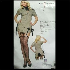 SEXY MILITARY PIN UP GIRL STRETCH BODYCON DRESS COSTUME UNIFORM COSTUME M