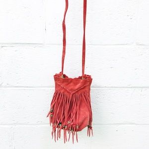 Lucky Brand orange suede fringe crossbody