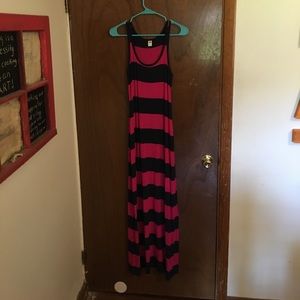 Blue and Pink Striped Maxi dress
