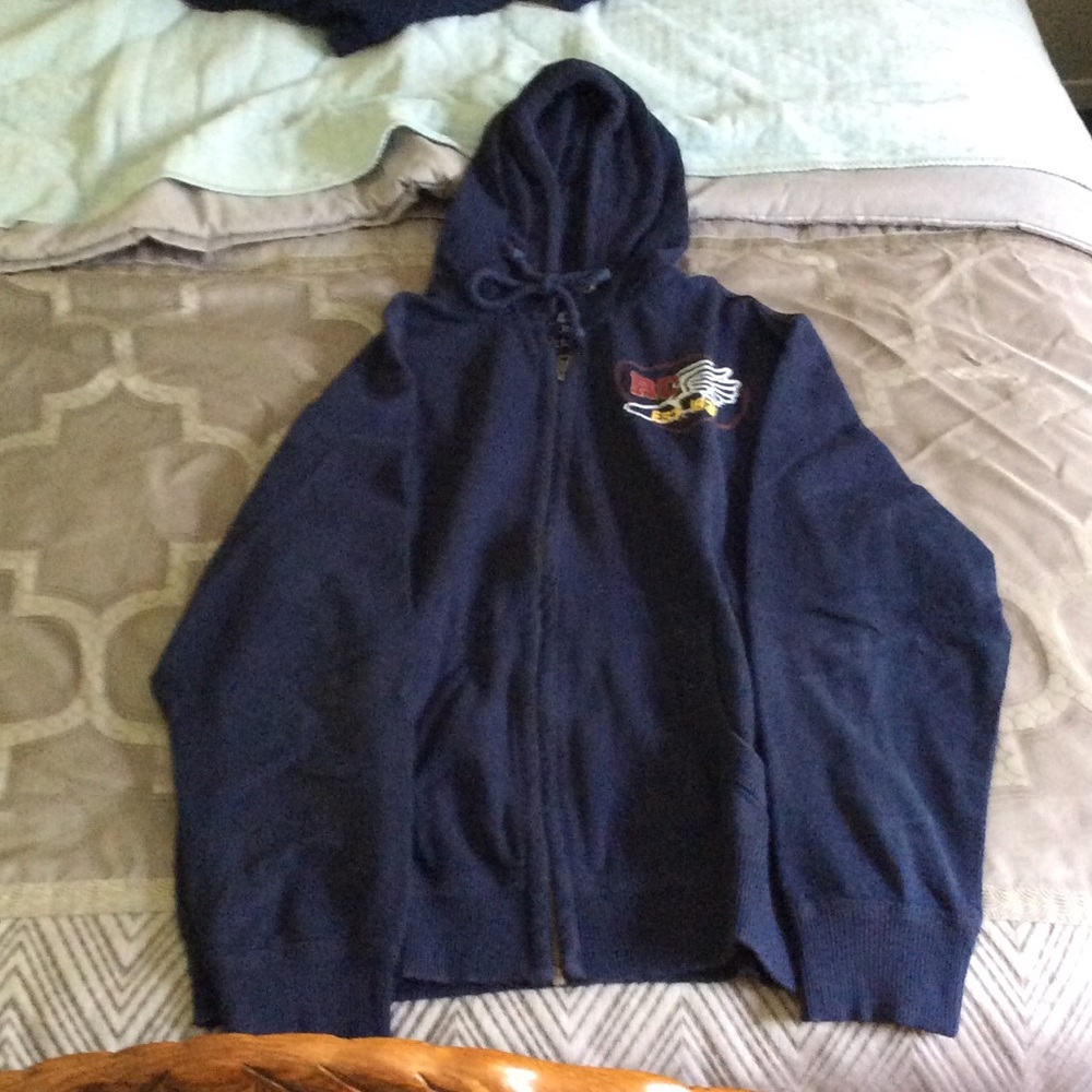 Men's Navy Red Camel Full-Zip Hoodie