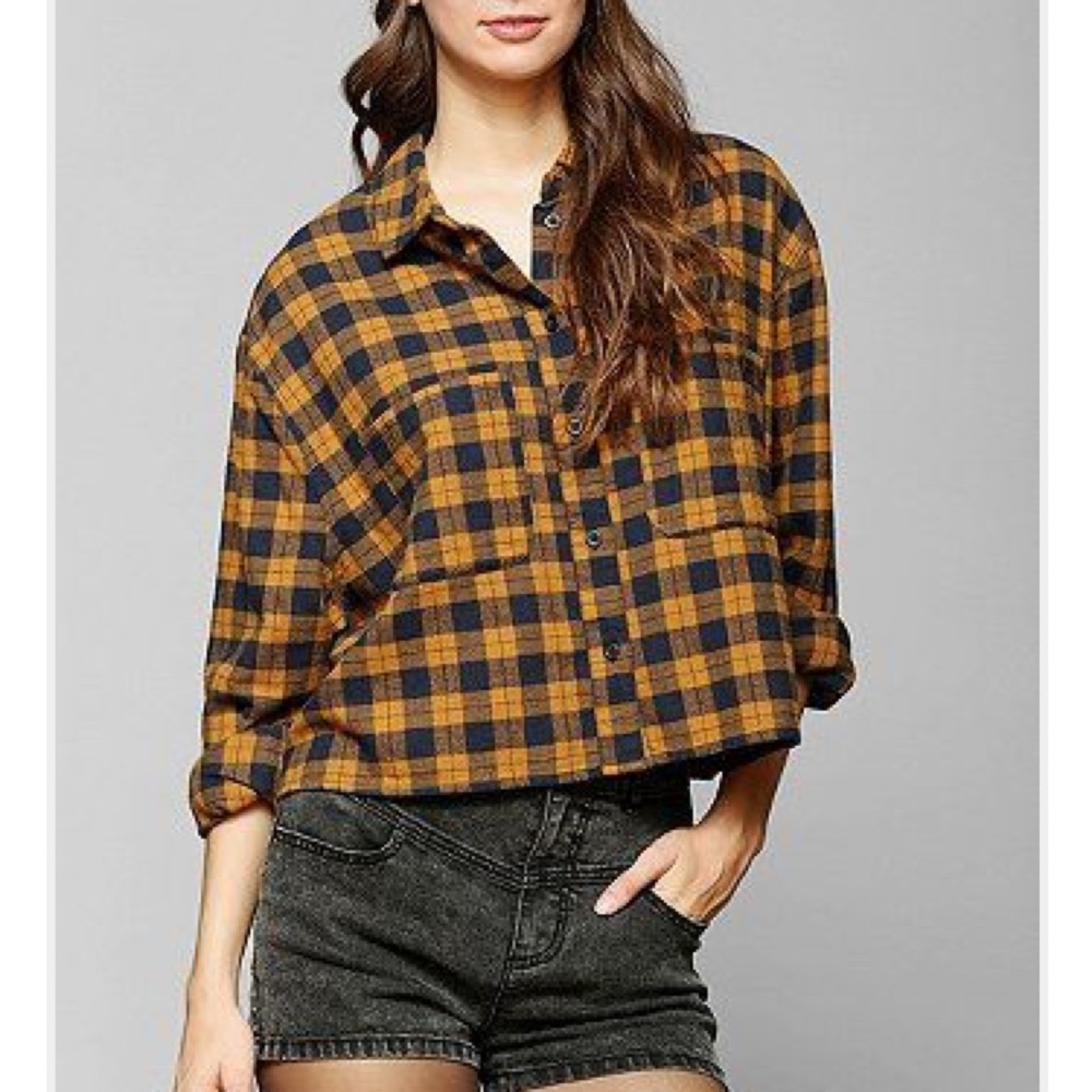 Cropped flannel shirt