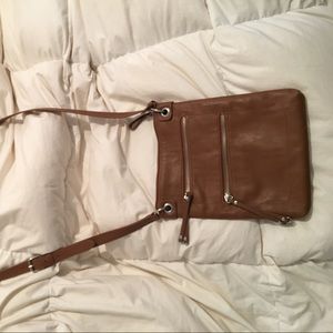 Brown leather cross odu purse