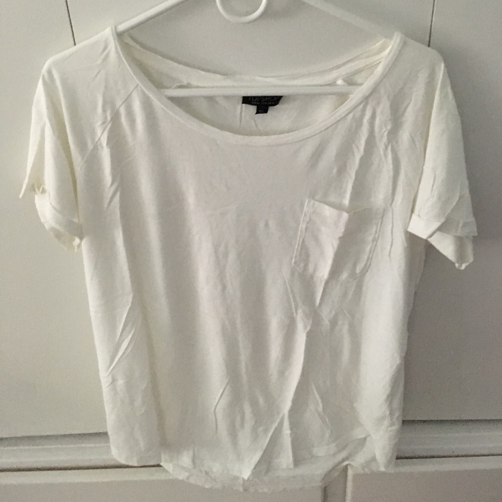 Topshop Basic White Tee With Pocket - image 1