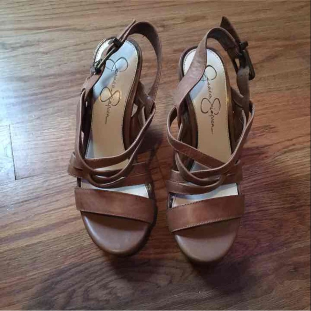 Jessica Simpson tan wedges