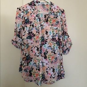 Express Portofino Floral Shirt Blouse