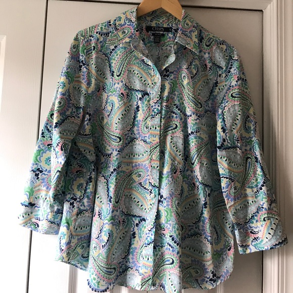 Chaps Tops - CHAPS 3/4 length sleeve button down!
