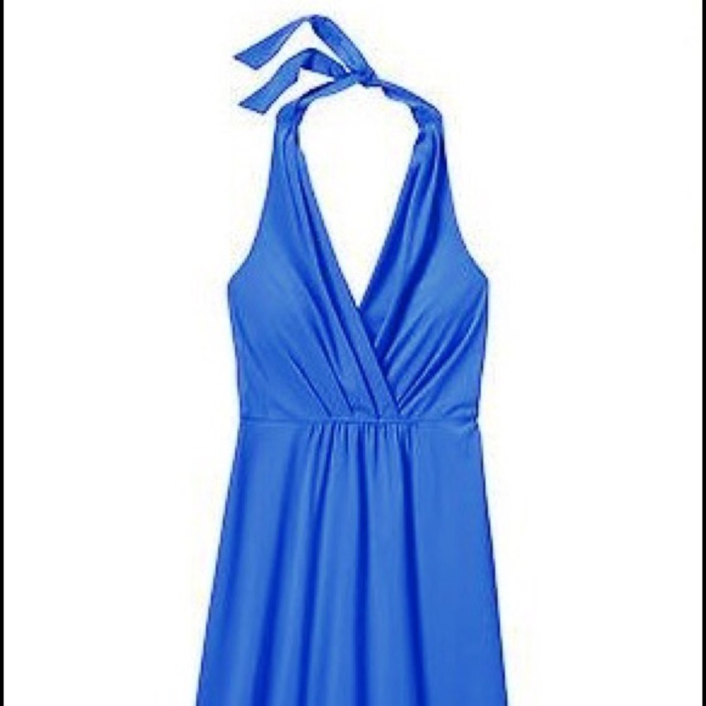 ATHLETA GO ANYWHERE DRESS 8 BLUE WRAP NWT $80