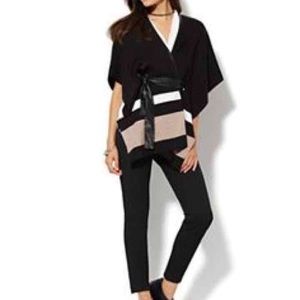NY&CO poncho w/ faux leather trim