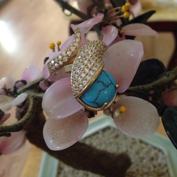 Vintage 925 turquoise/topaz ring