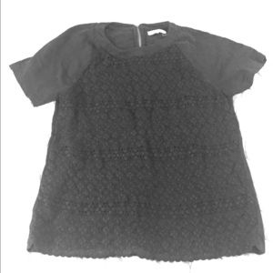 Madewell cotton blouse with lace overlay