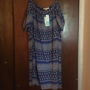 Skies are blue cold shoulder dress