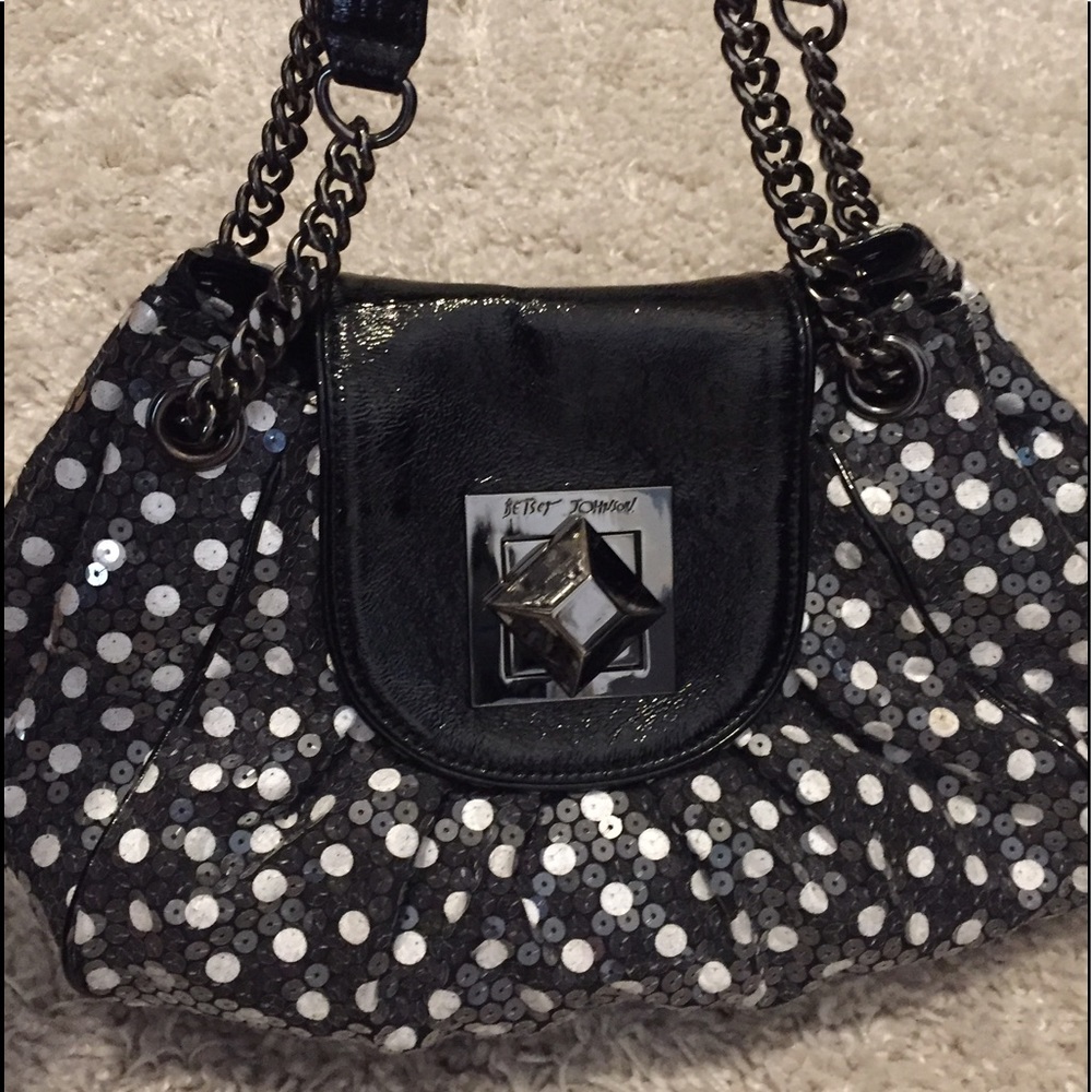 Betsey Johnson polka dot sequined hand bag