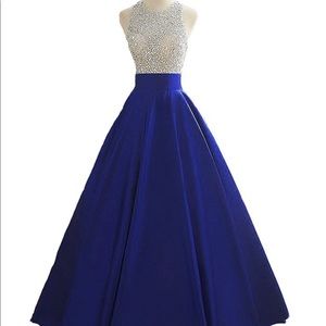 Homecoming Sequin with keyhole back royal blue.