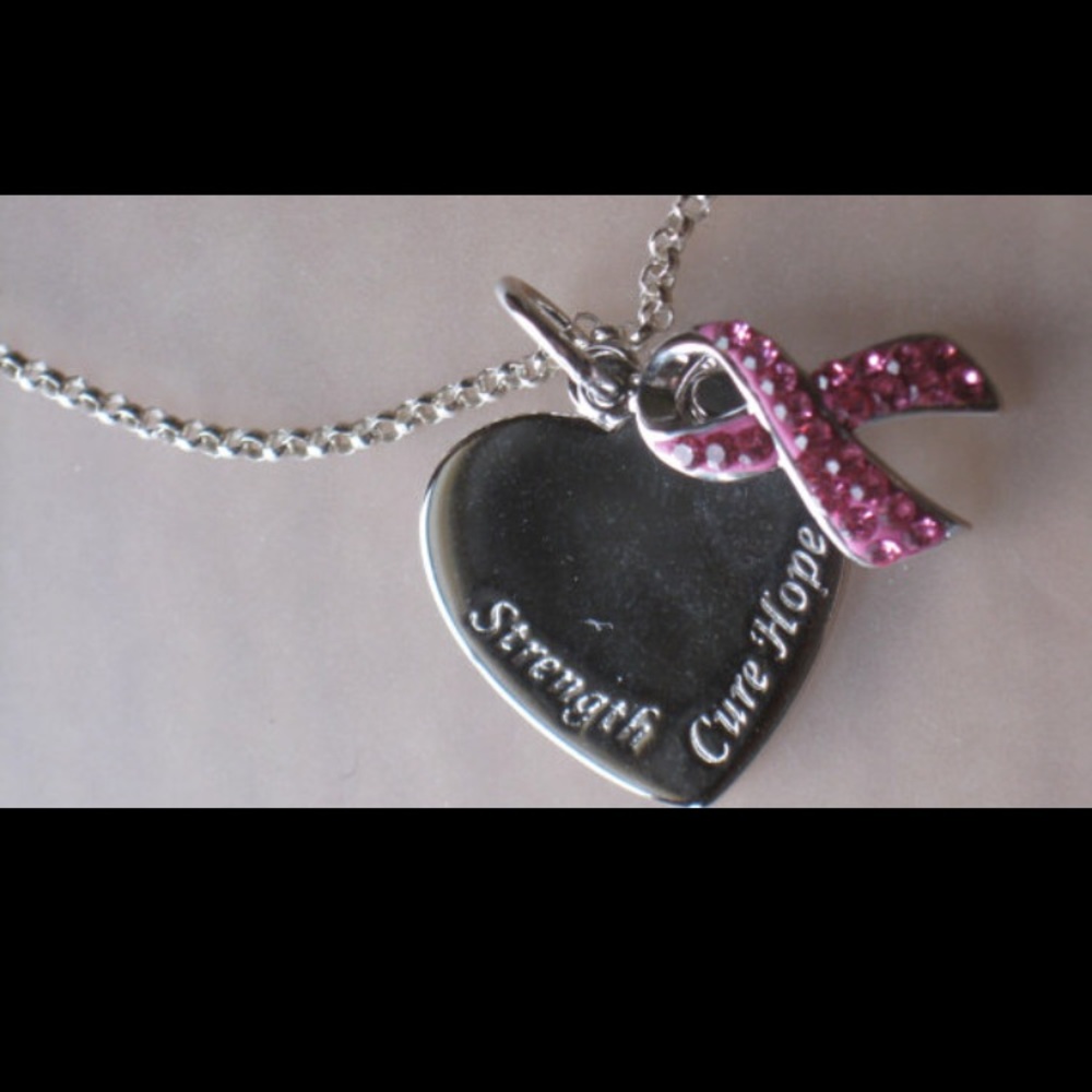 Strength, Cure, Hope Swarovski S. Silver Necklace