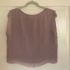 Aritzia purple silk cropped blouse