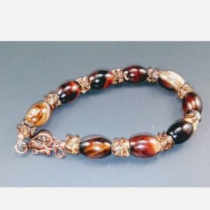 Handmade Agate/Coca Flower Unisex Bracelet/Anklet