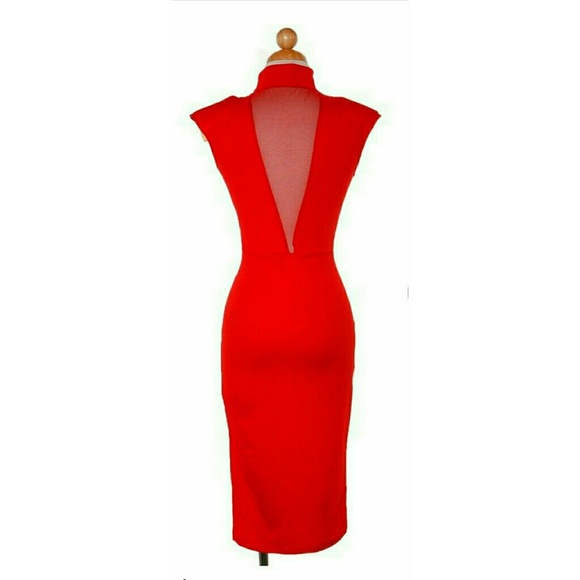 Sexy ❤Red Deep V Midi - Picture 3 of 3