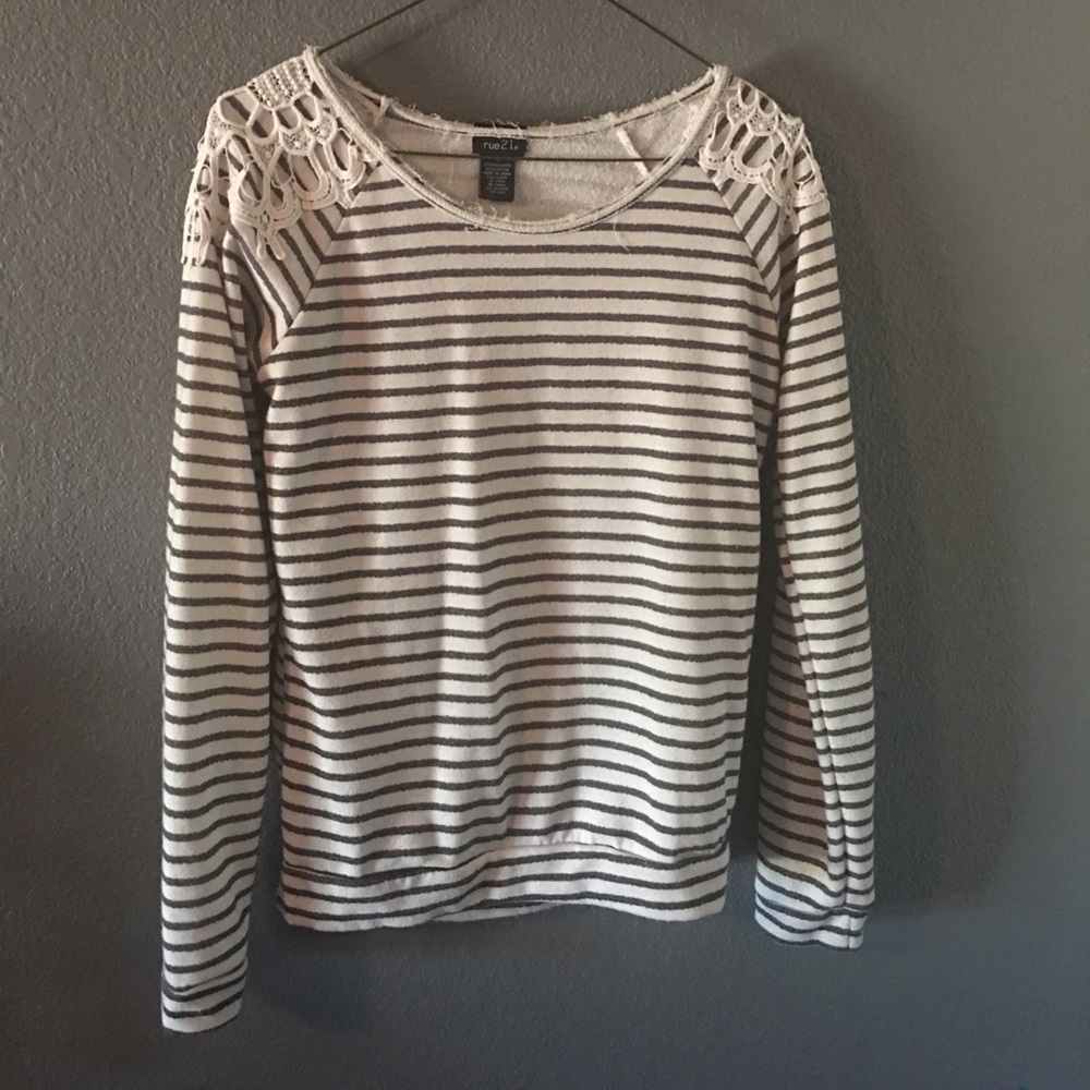 Grey and white striped sweater