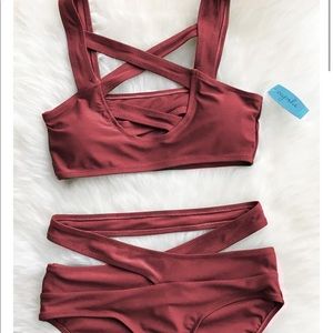 Maroon bathing suit