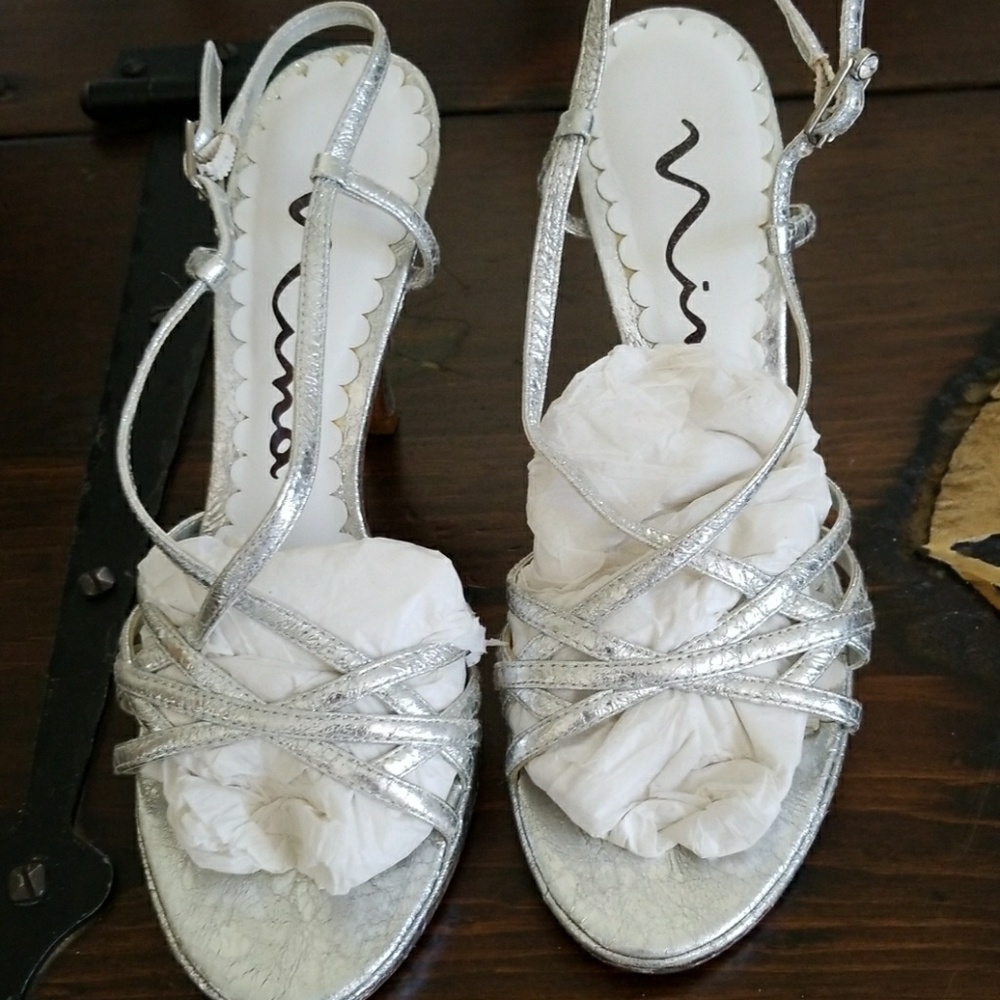 Gently worn silver Nina sandels