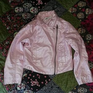 Pink faux leather motorcycle jacket