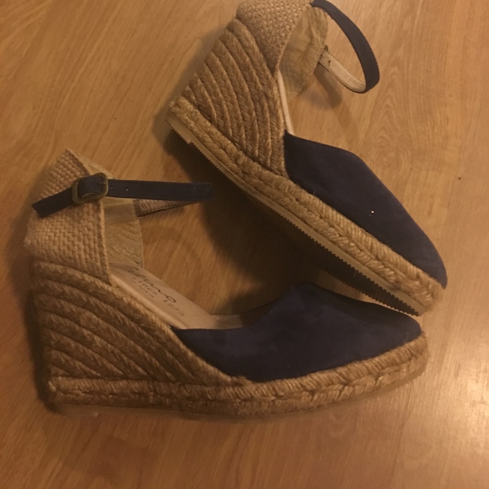 Handmade in Spain Wedges Navy Blue size 37 or 7