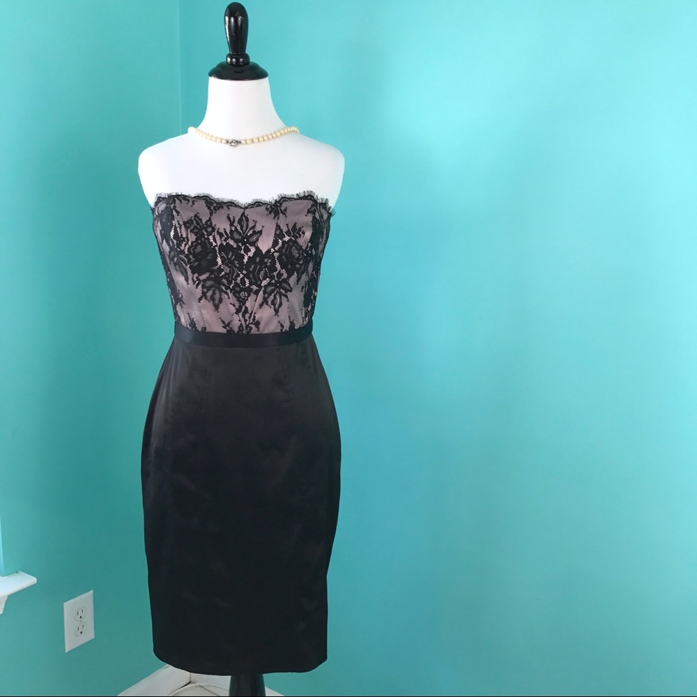 White House Black Market Lace Satin Dress 2 Small