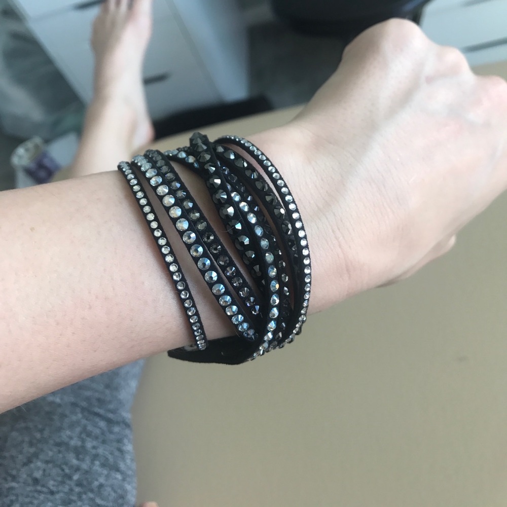 Swarovski Deluxe Crystal Stud Wrap Bracelet Black