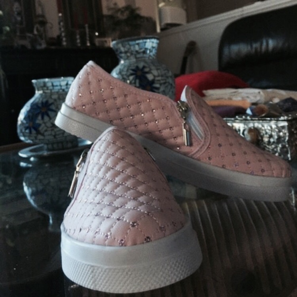 Baby pink shoes with tiny diamond studs